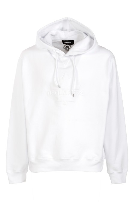 Shop DSQUARED2  Sweatshirt: DSQUARED2 cotton hooded sweatshirt.
Regular fit.
Tone-on-tone "DSQUARED2" front lettering.
Front kangaroo pocket.
Adjustable hood with drawstring.
Long sleeves.
Composition: 100% cotton.
Made in Italy.. S74GU0776 S25551-100